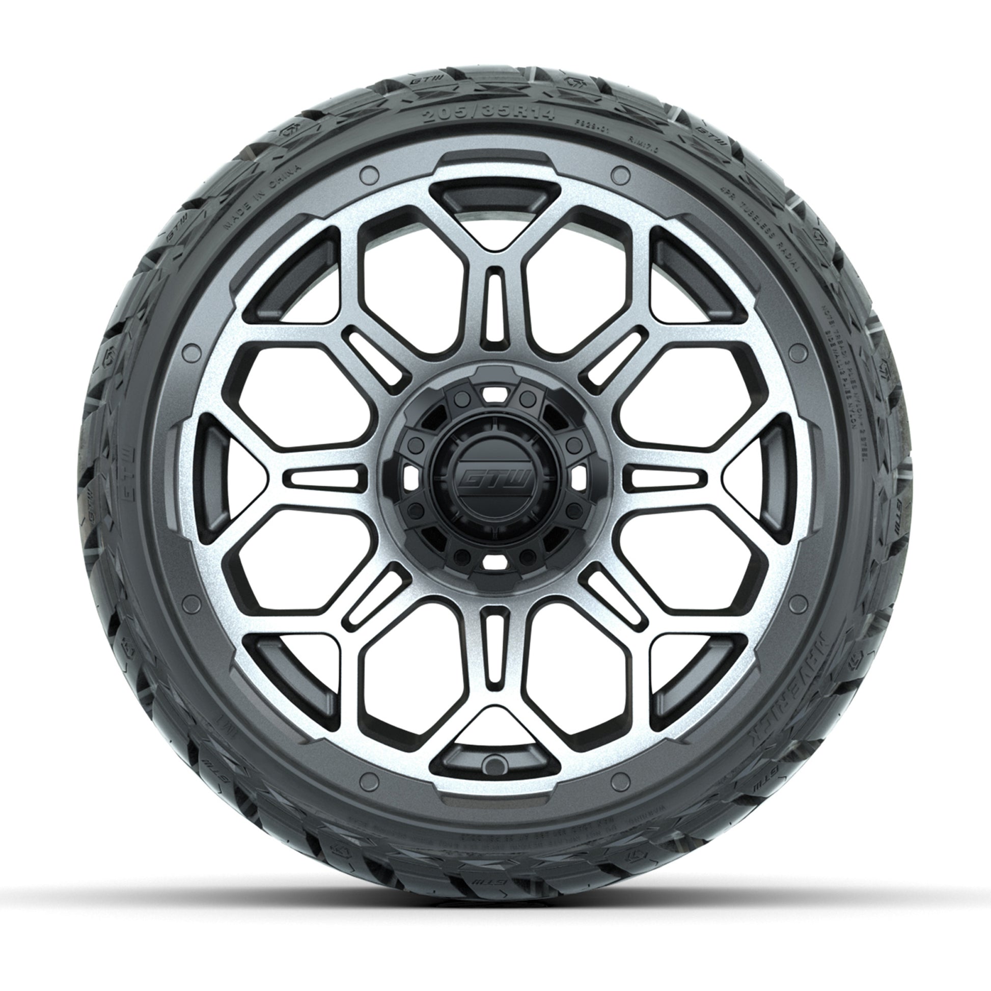 GTW® Bravo Matte Gray/Machined 14 in Wheels with 205/35-R14  - front view
