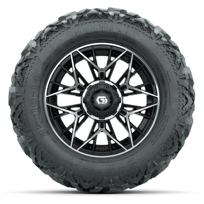 GTW Stellar Black/Machined 14 in Wheels with 25x10-14 Barrag - front view