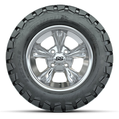 GTW® Godfather Chrome 12 in Wheels with 22X10-12 Timberwolf All-Terrain Tires – Full Set
