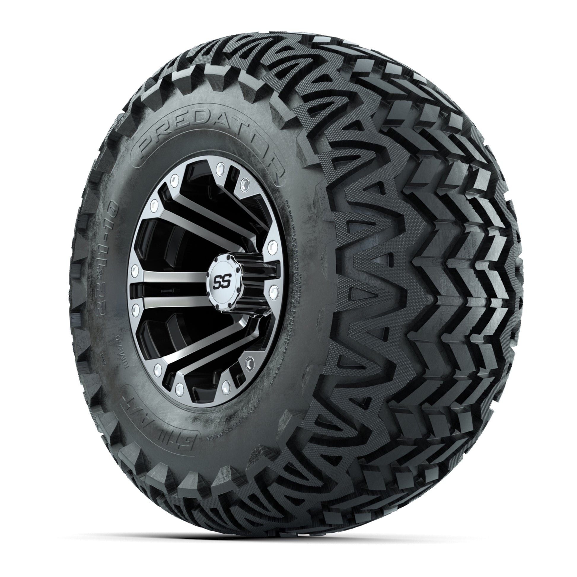 GTW Specter Black and Machined Wheels with 22in Predator A-T Tires - 10 Inch