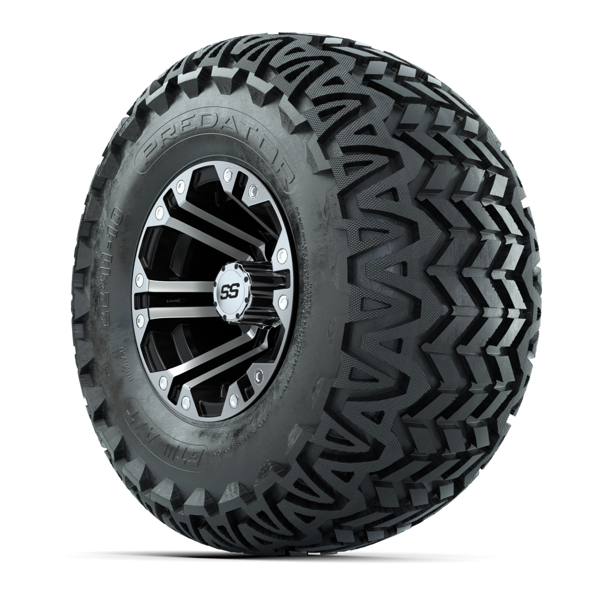 GTW Specter Black and Machined Wheels with 22in Predator A-T Tires - 10 Inch