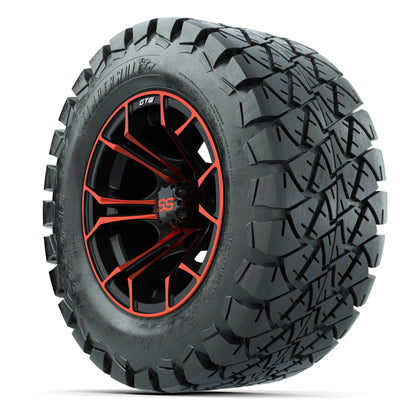 GTW® Spyder Black/Red 12 in Wheels with 22X10-12 Timberwolf All-Terrain Tires – Full Set