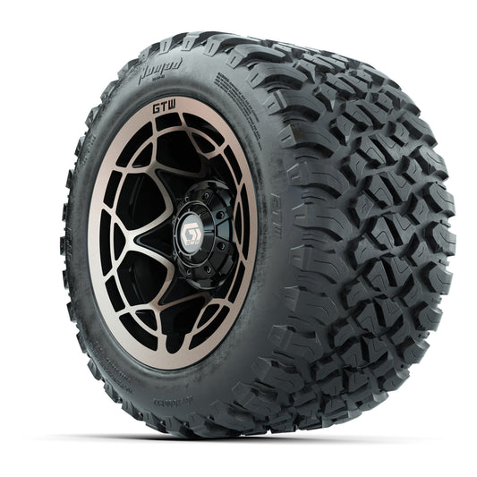 GTW® Nexus Black with Bronze Face 12 in Wheels with 20X10-12 Nomad Steel Belt Radial All-Terrain Tires – Full Set