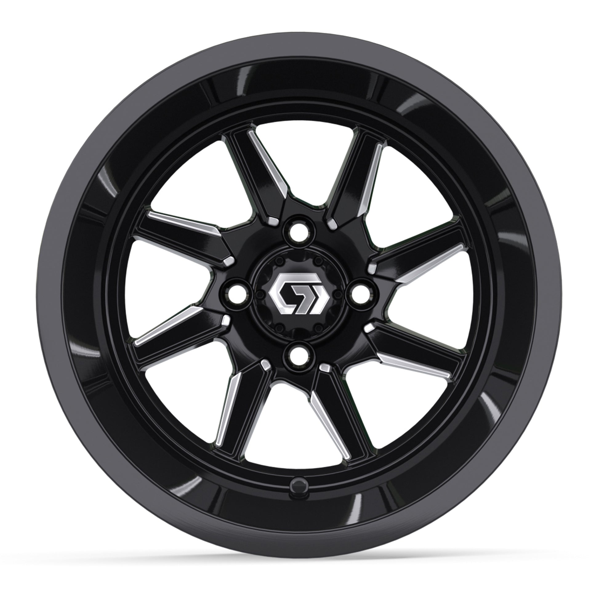 Reaper Ultra-Wide 14 inch GTW golf cart wheel - Black / Silver