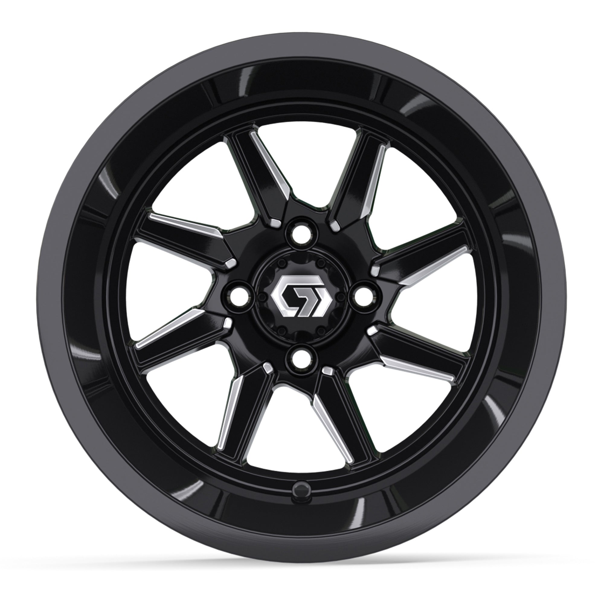 Reaper Ultra-Wide 14 inch GTW golf cart wheel - Black / Silver