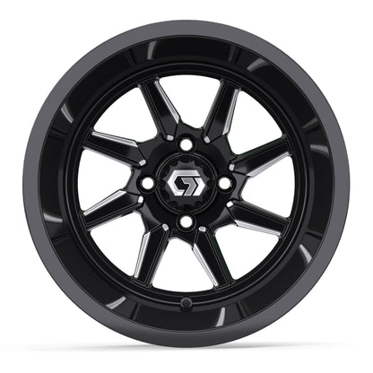 Reaper Ultra-Wide 14 inch GTW golf cart wheel - Black / Silver