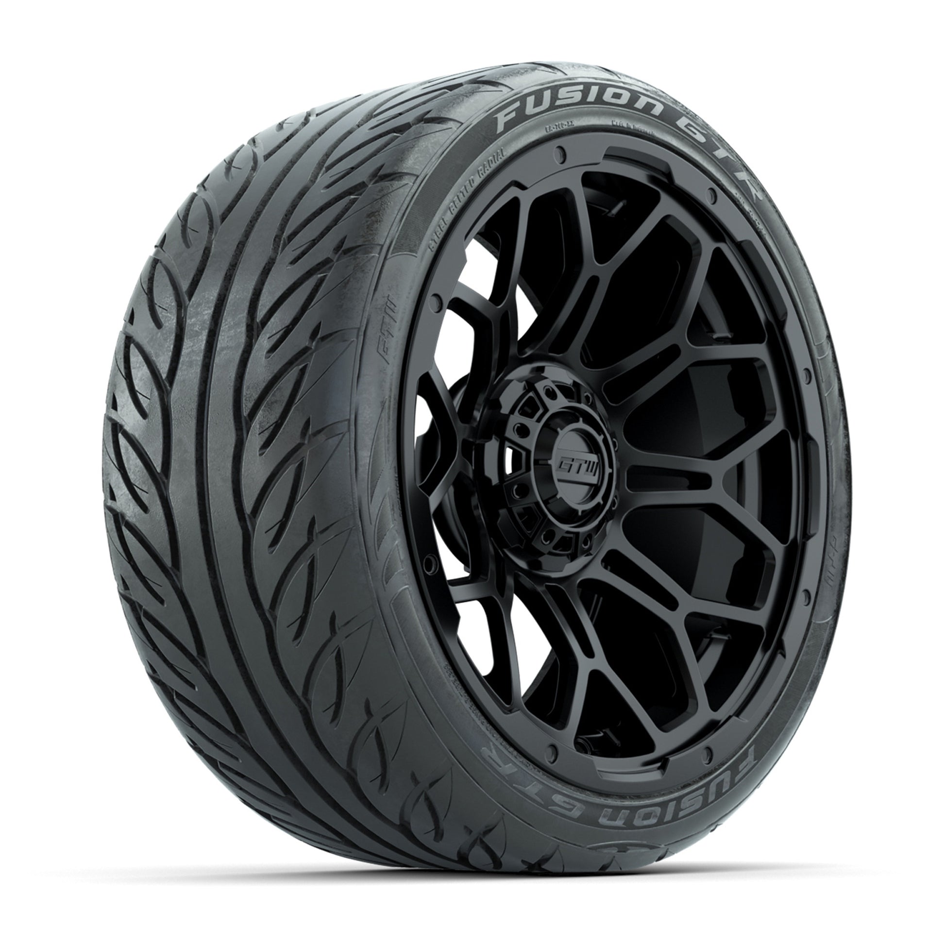 GTW Bravo Matte Black 15 in Wheels with 215/40-R15 Fusion GTR Steel Belt Radial Street Tires – Full Set