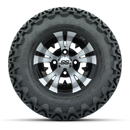 GTW Vampire Black and Machined Wheels with 20in Predator A-T Tires - 10 Inch