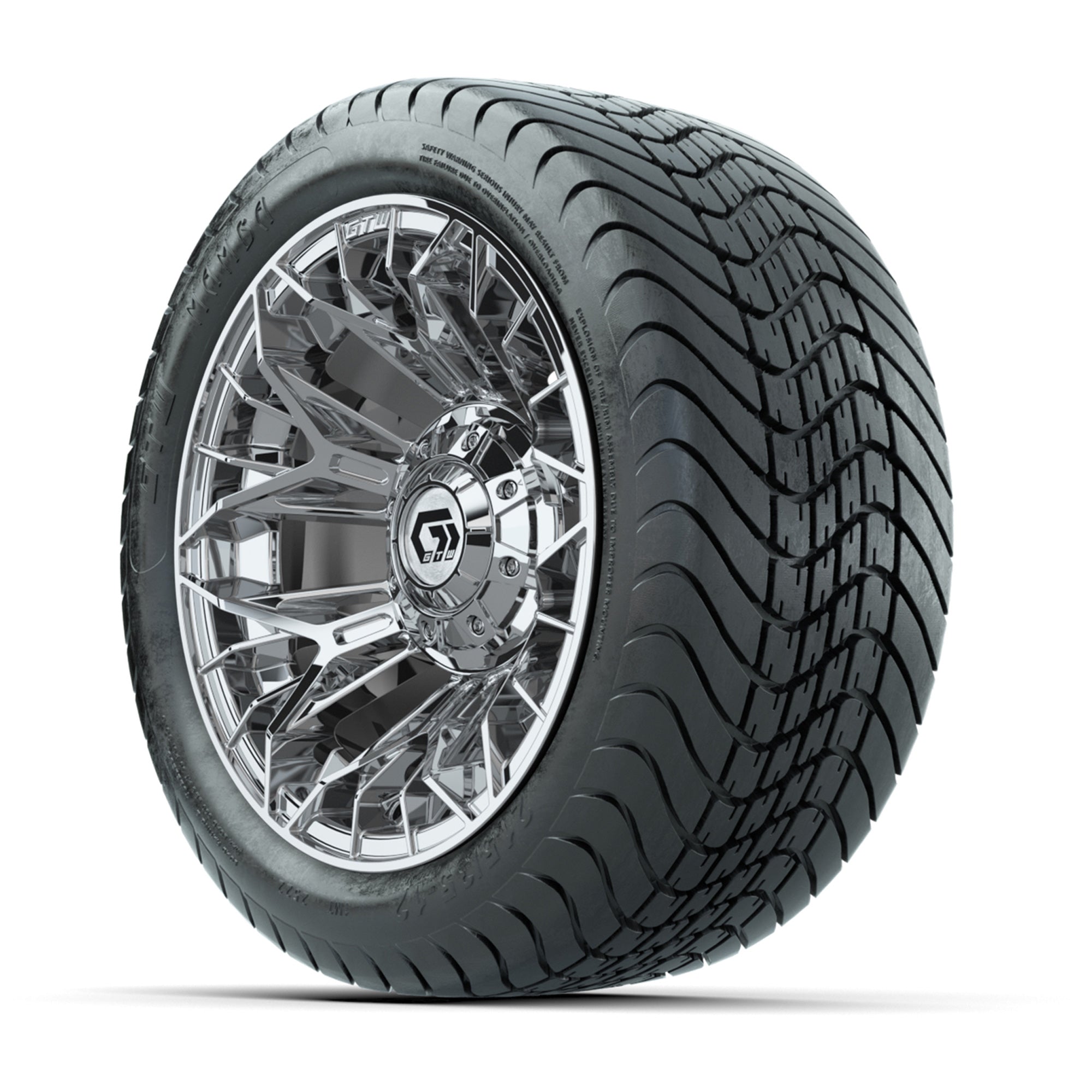 Set of (4) 12 in GTW® Stellar Chrome Wheels with 215/35-12 Mamba Street Tires
