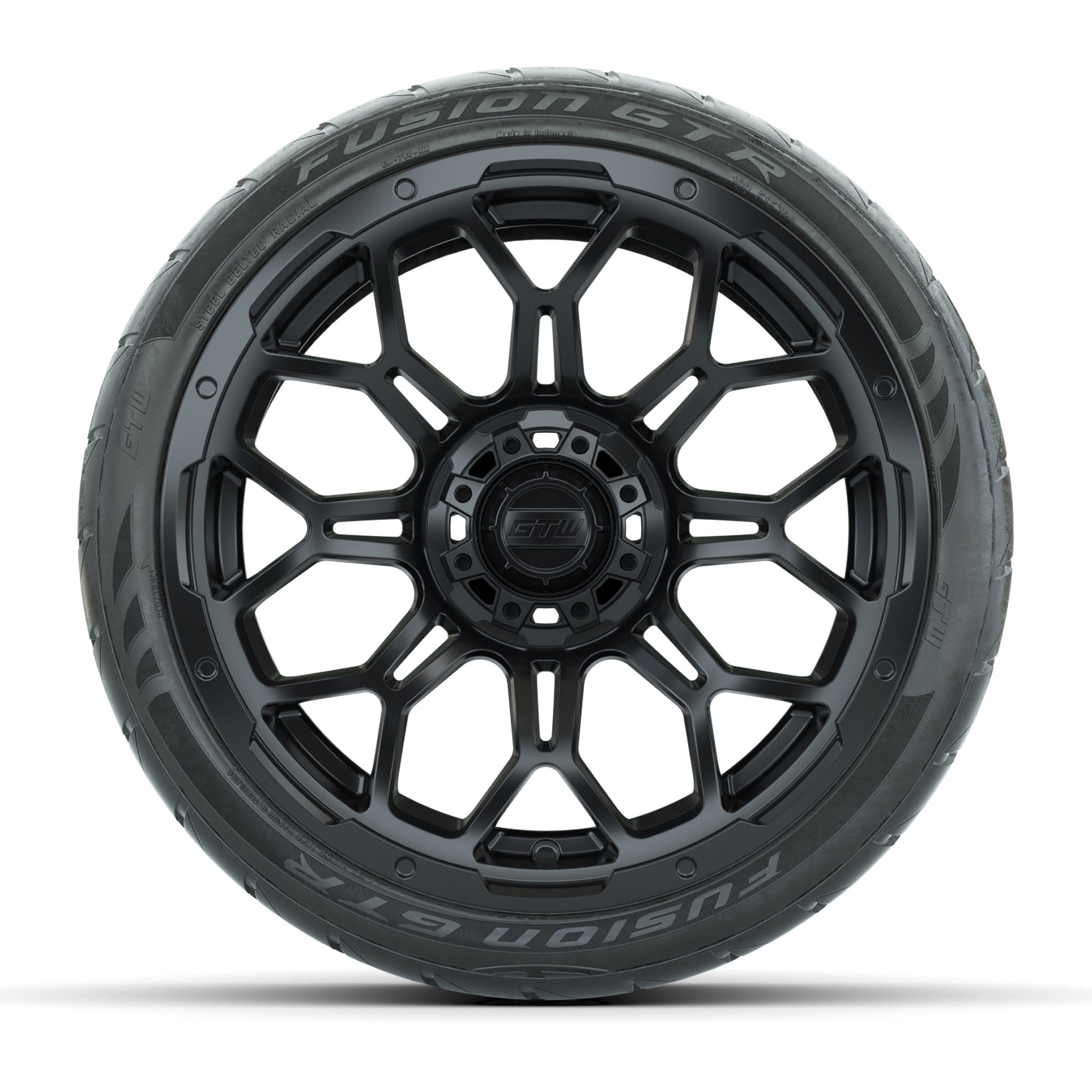 GTW Bravo Matte Black 15 in Wheels with 215/40-R15 Fusion GT - front view
