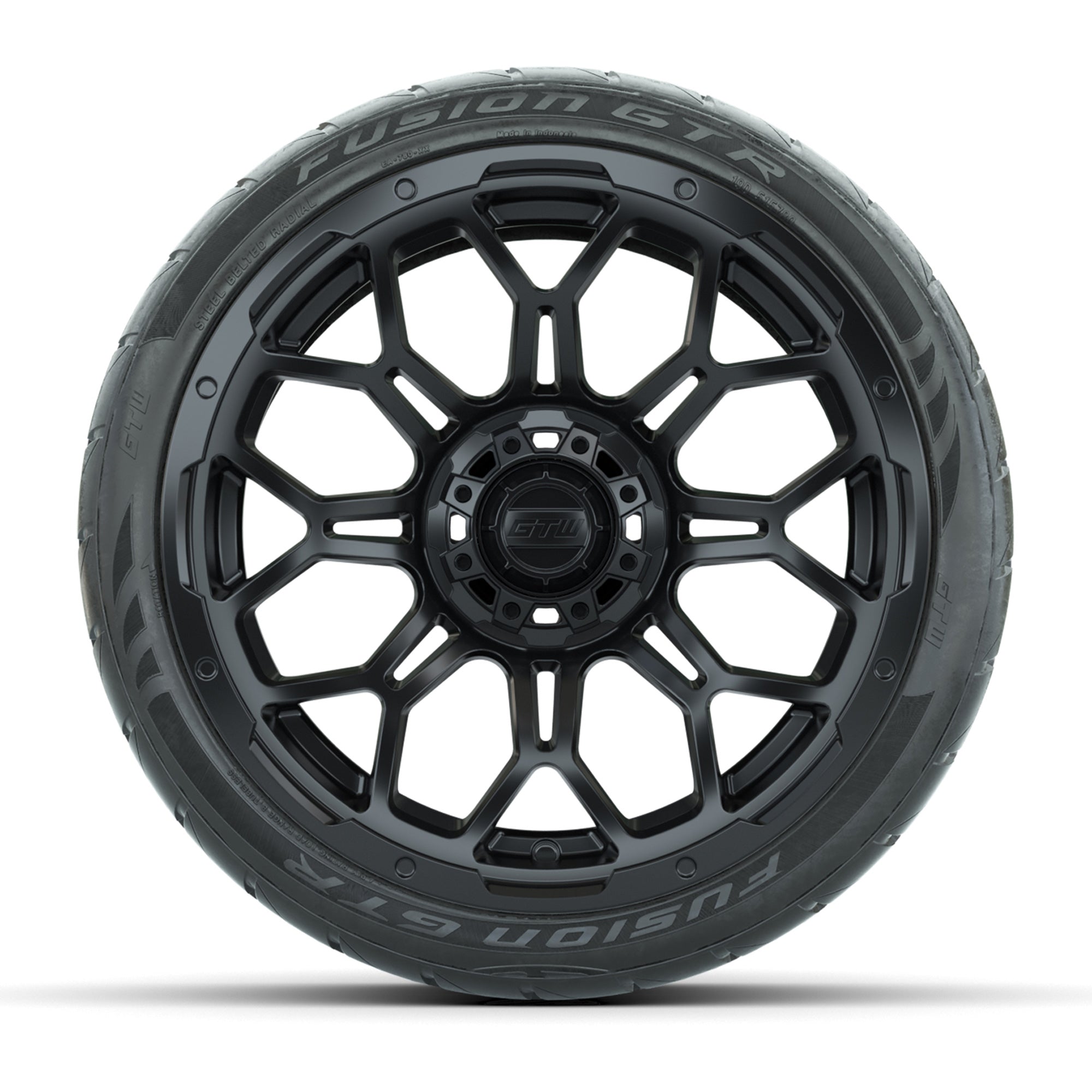 GTW Bravo Matte Black 15 in Wheels with 215/40-R15 Fusion GT - 3/4 view