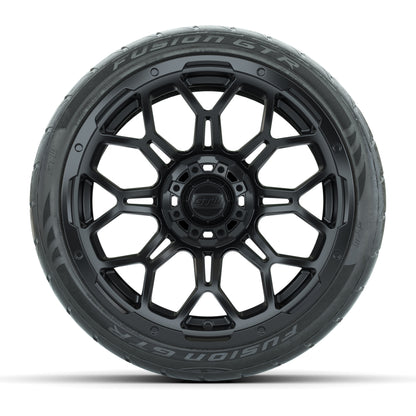 GTW Bravo Matte Black 15 in Wheels with 215/40-R15 Fusion GT - front view