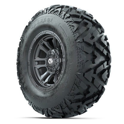GTW® Shogun Gunmetal 12 in Wheels with 25X10-12 Barrage Mud Tires – Full Set