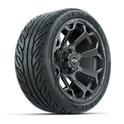 GTW® Raven Matte Gray/Ball Milled 14 in Wheels with 205/40-R14 Fusion GTR Steel Belt Radial Street Tires – Full Set