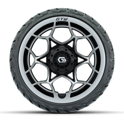 GTW Nexus Gloss Black/Silver 14 in Wheels with 205/35-R14 Ma - front view