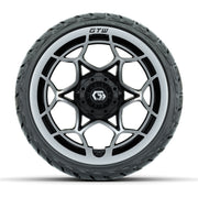 GTW Nexus Gloss Black/Silver 14 in Wheels with 205/35-R14 Ma - front view