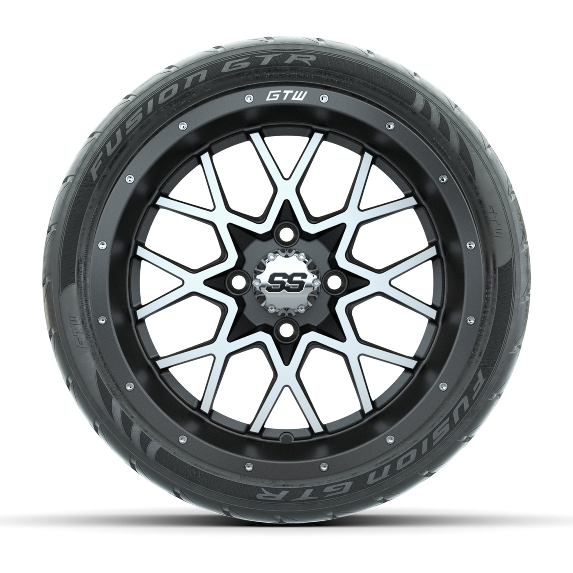 GTW® Vortex 2 Matte Gray/Machined 14 in Wheels with 205/40-R - 3/4 view