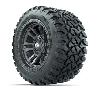 GTW® Shogun Gunmetal 12 in Wheels with 22X11-R12 Nomad Steel Belt Radial All-Terrain Tires – Full Set