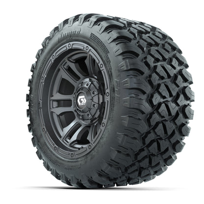 GTW® Shogun Gunmetal 12 in Wheels with 22X11-R12 Nomad Steel Belt Radial All-Terrain Tires – Full Set