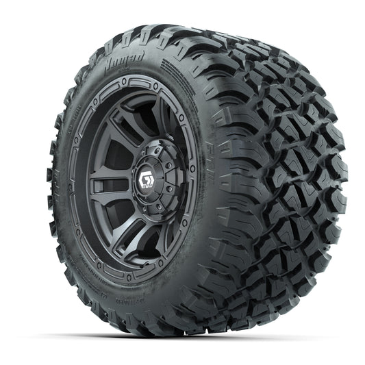 GTW® Shogun Gunmetal 12 in Wheels with 22X11-R12 Nomad Steel Belt Radial All-Terrain Tires – Full Set