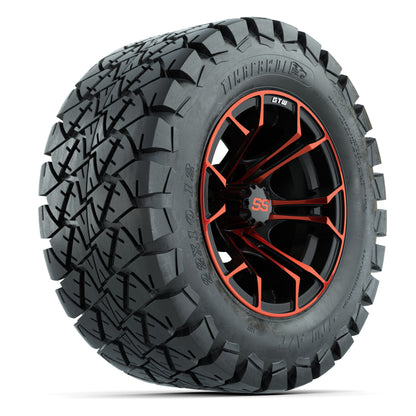 GTW® Spyder Black/Red 12 in Wheels with 22X10-12 Timberwolf All-Terrain Tires – Full Set