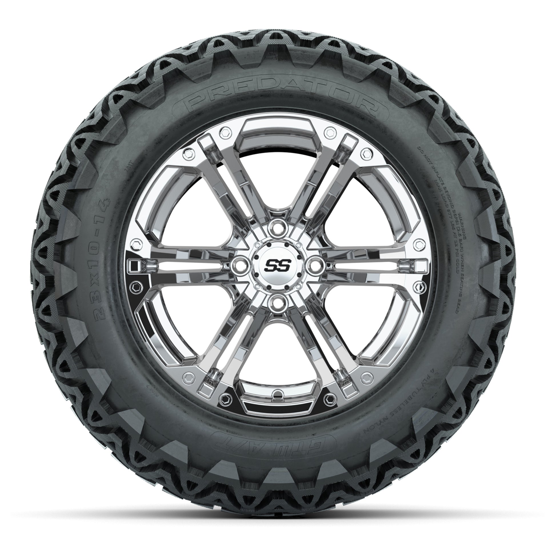 GTW Specter Chrome Wheels with 23in Predator A-T Tires - 14  - front view