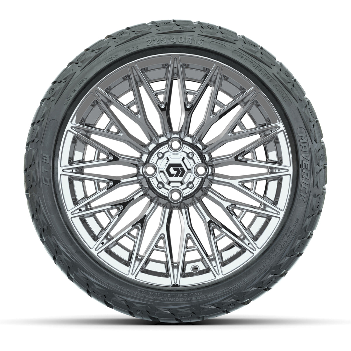 GTW Blur Chrome 16 in Wheels with 225/40-R16 Maverick Hybrid Tires – Full Set