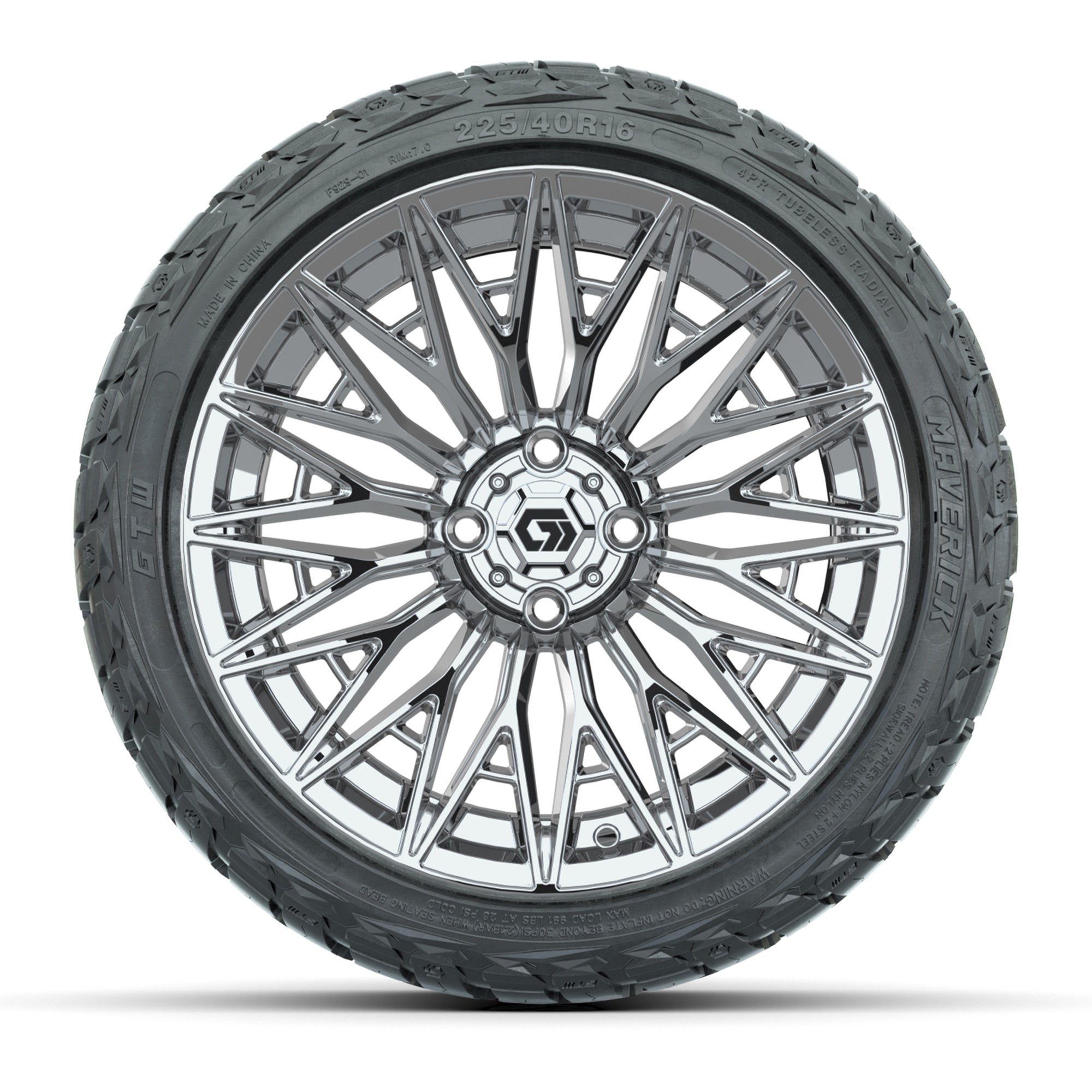 GTW Blur Chrome 16 in Wheels with 225/40-R16 Maverick Hybrid Tires – Full Set