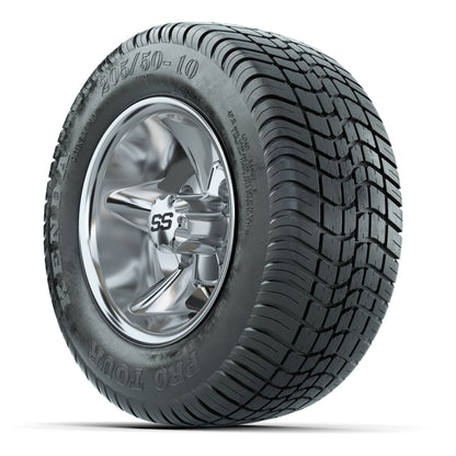 GTW Godfather Chrome 10 in Wheels with 205/50-10 Kenda Pro Tour Street Tires – Full Set