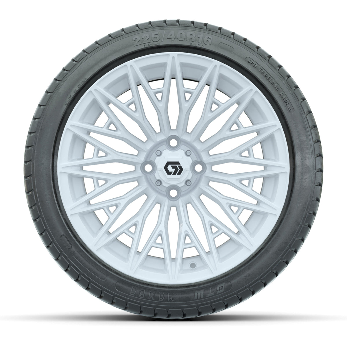GTW Blur Gloss White 16 in Wheels with 225/40-R16 Mamba Street Tires – Full Set