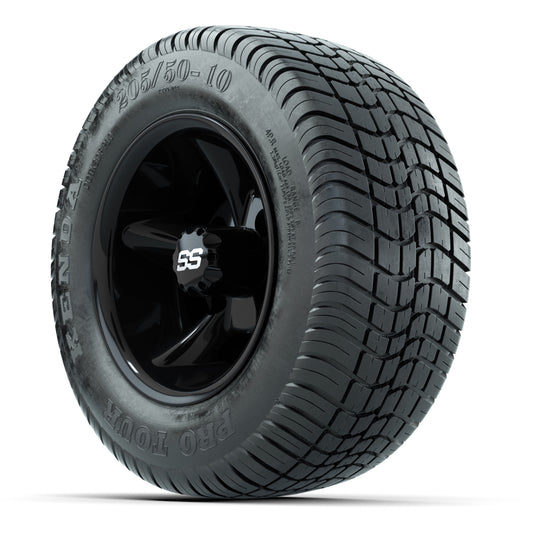 GTW Godfather Black 10 in Wheels with 205/50-10 Kenda Pro Tour Street Tires – Full Set