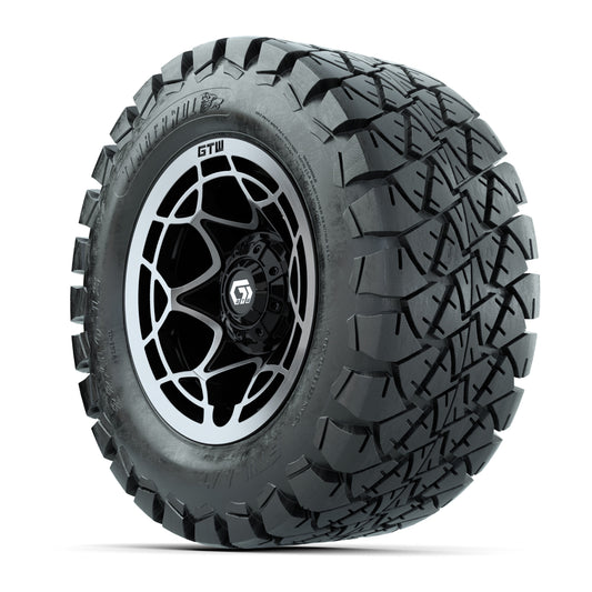 GTW® Nexus Gloss Black 12 in Wheels with 22x10-12 Timberwolf All-Terrain Tires – Full Set