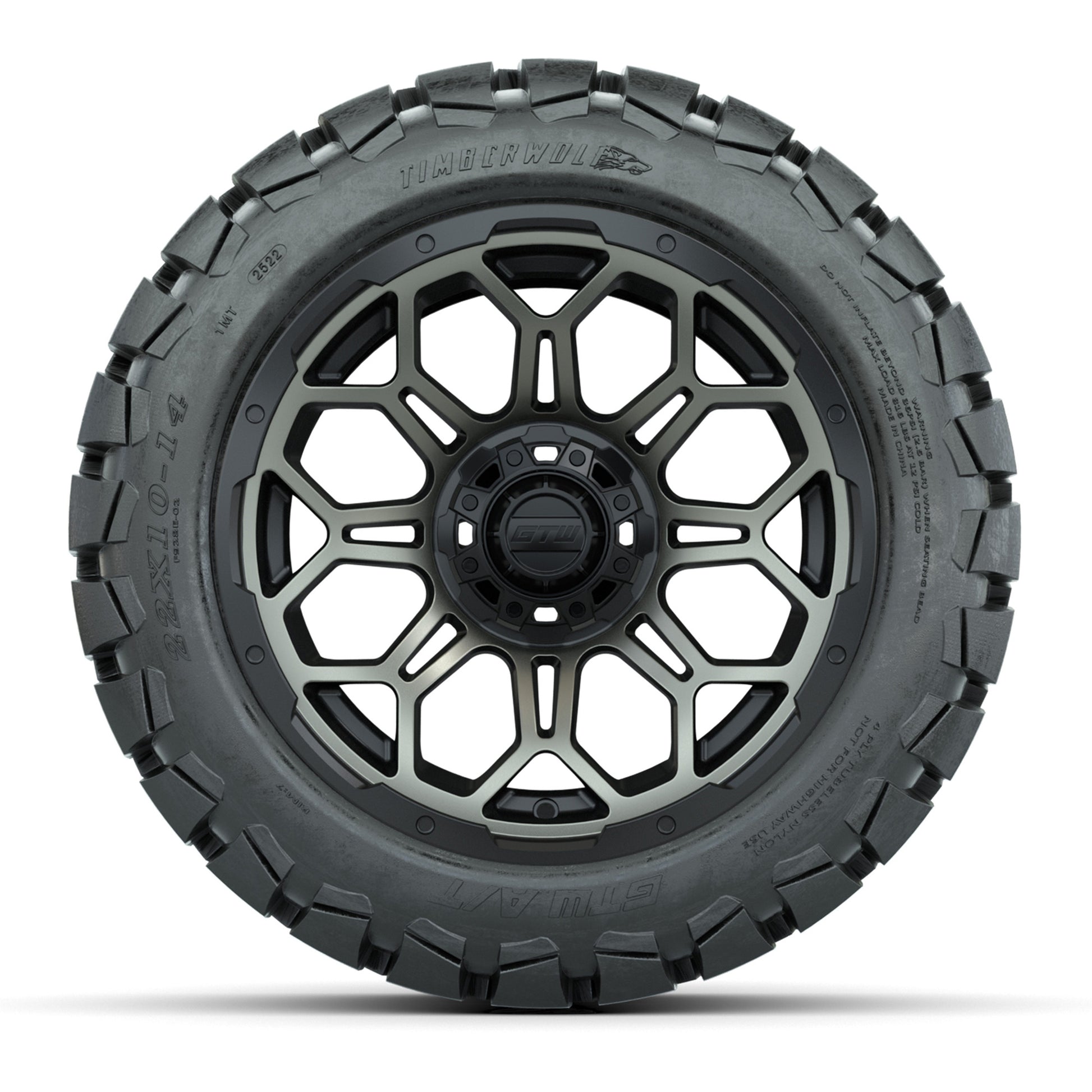 Set of (4) 14 in GTW Bravo Wheels with 22x10-14 GTW Timberwo - front view
