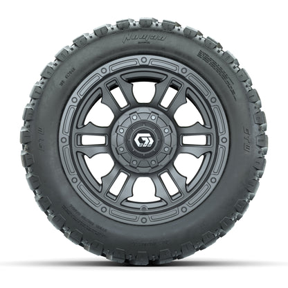 GTW® Shogun Gunmetal 12 in Wheels with 20X10-12 Nomad Steel Belt Radial All-Terrain Tires – Full Set