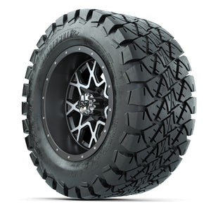 GTW® Vortex 2 Matte Gray/Machined 12 in Wheels with 22X10-12 Timberwolf All-Terrain Tires – Full Set