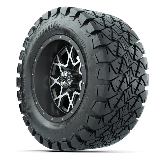 GTW® Vortex 2 Matte Gray/Machined 12 in Wheels with 22X10-12 Timberwolf All-Terrain Tires – Full Set
