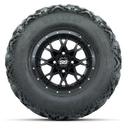 GTW® Vortex 2 Matte Black 12 in Wheels with 25X10-12 Barrage Mud Tires – Full Set