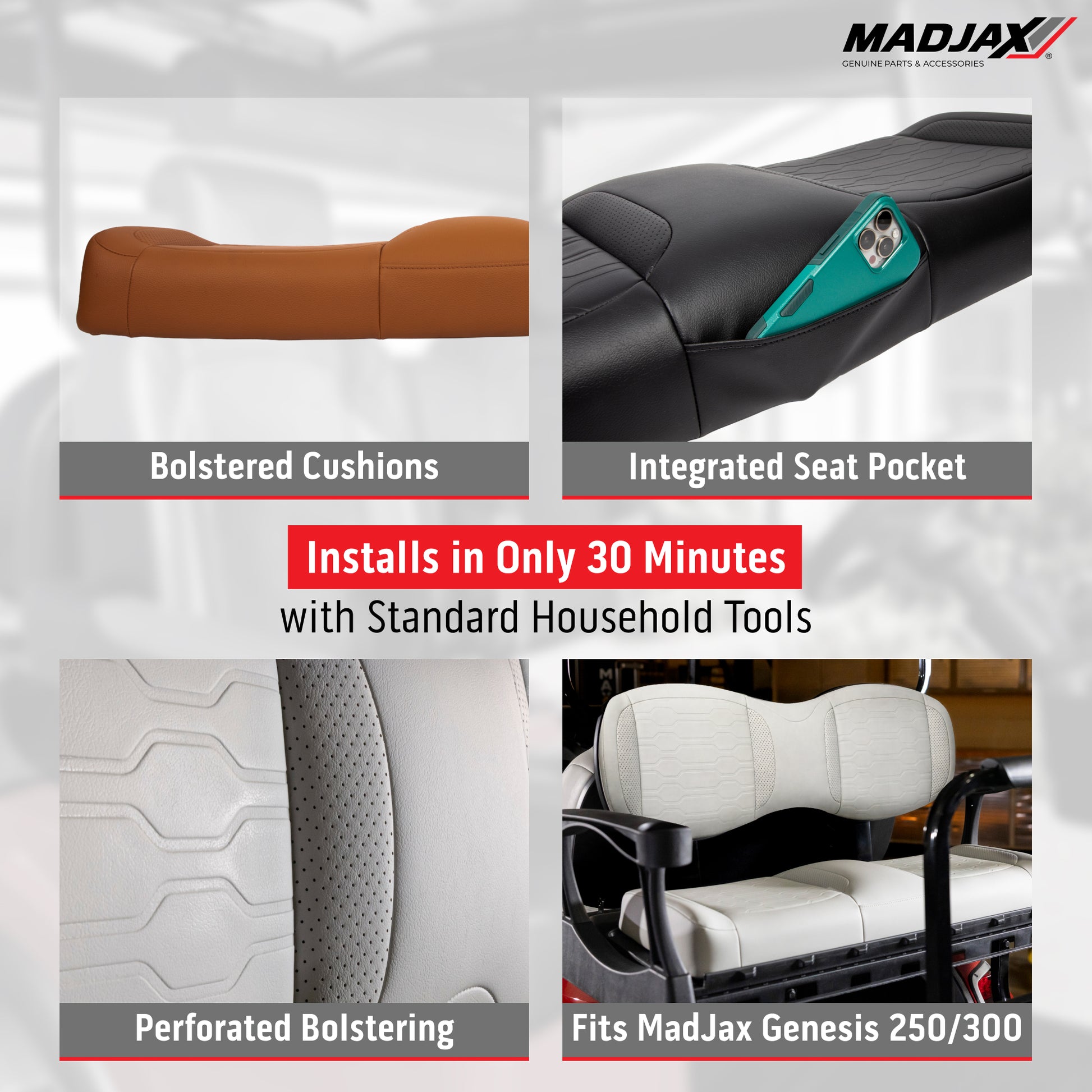 MadJax® Genesis 250/300 Fog Gray Aspen Rear Seat Cushions