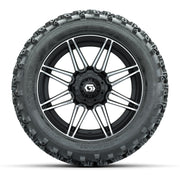 GTW® Stealth Black/Machined 14 in Wheels with 23X10-14 Rogue - front view