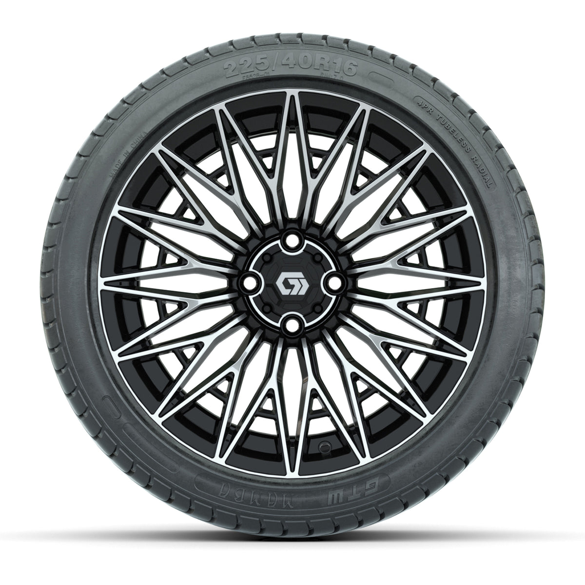 GTW Blur Black/Machined 16 in Wheels with 225/40-R16 Mamba Street Tires – Full Set