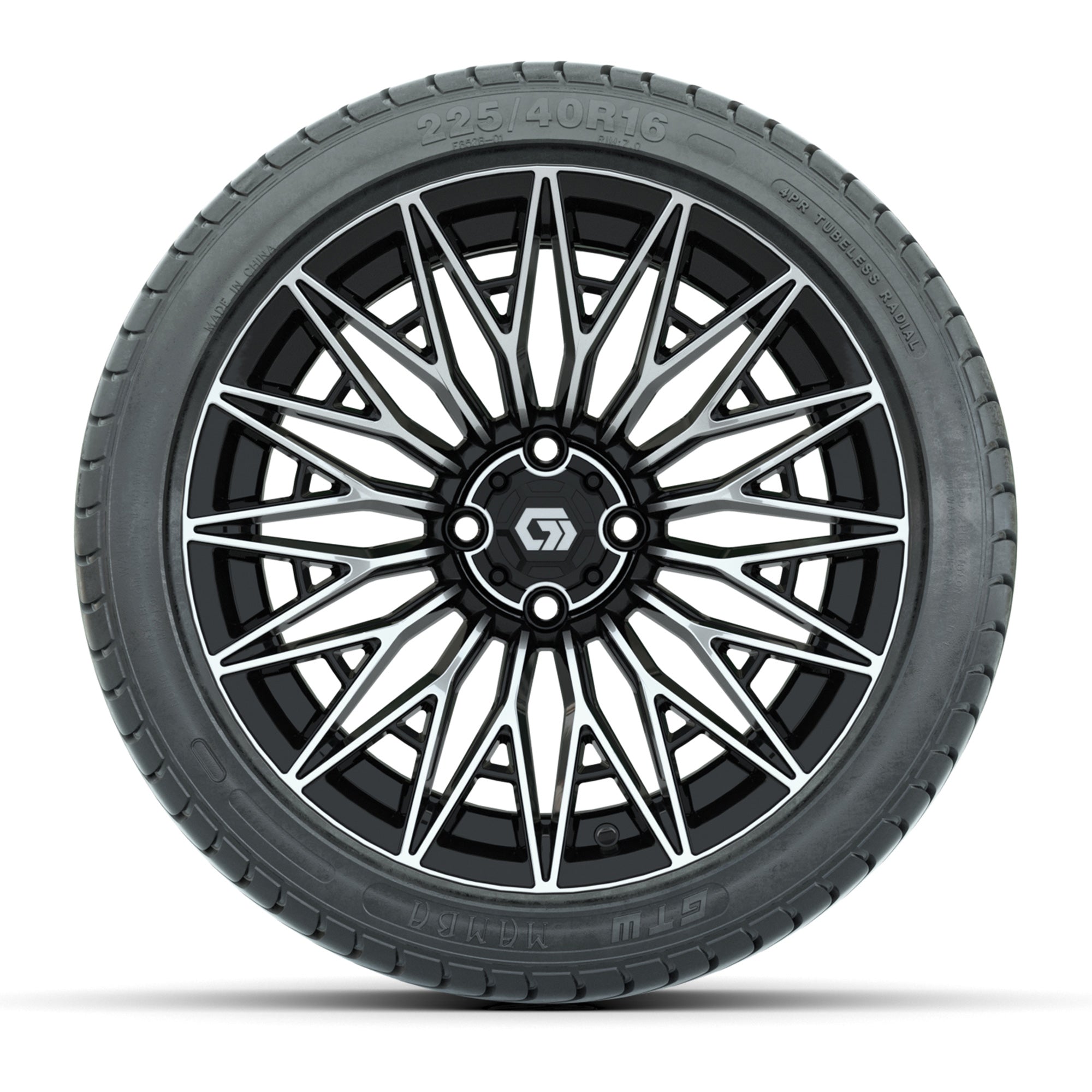 GTW Blur Black/Machined 16 in Wheels with 225/40-R16 Mamba Street Tires – Full Set