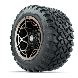 GTW® Nexus Black with Bronze Face 12 in Wheels with 22X11-R12 Nomad Steel Belt Radial All-Terrain Tires – Full Set