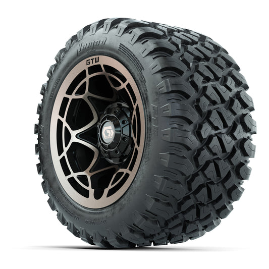 GTW® Nexus Black with Bronze Face 12 in Wheels with 22X11-R12 Nomad Steel Belt Radial All-Terrain Tires – Full Set