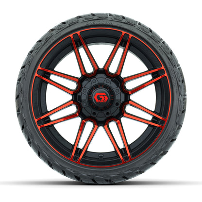 GTW Stealth Gloss Black/Red 14 in Wheels with 205/35-R14 Mav - front view