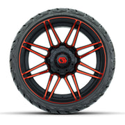 GTW Stealth Gloss Black/Red 14 in Wheels with 205/35-R14 Mav - front view