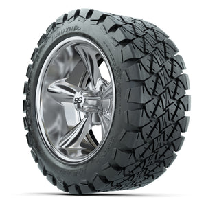 GTW Godfather Chrome 14 in Wheels with 22X10-14 Timberwolf A - 3/4 view