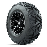 GTW® Stellar Black/Machined 12 in Wheels with 25X10-12 Barrage Mud Tires – Full Set