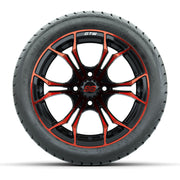 GTW Spyder Red/Black 14 in Wheels with 225/30-14 Mamba Stree - front view