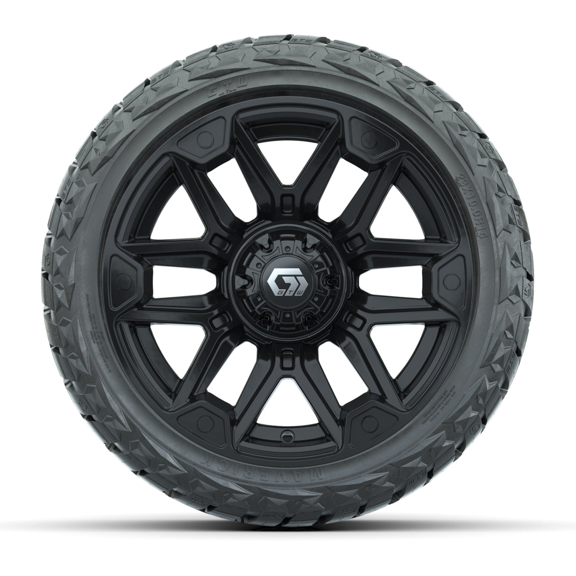 GTW Graffiti Gloss Black 14 in Wheels with 23x10.00-R14 Mave - front view