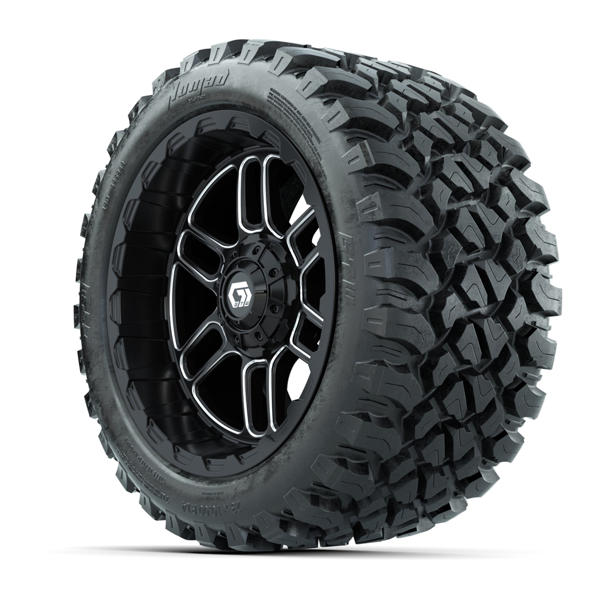 Set of (4) 14 in GTW® Titan Machined &amp; Black Wheels with - 3/4 view